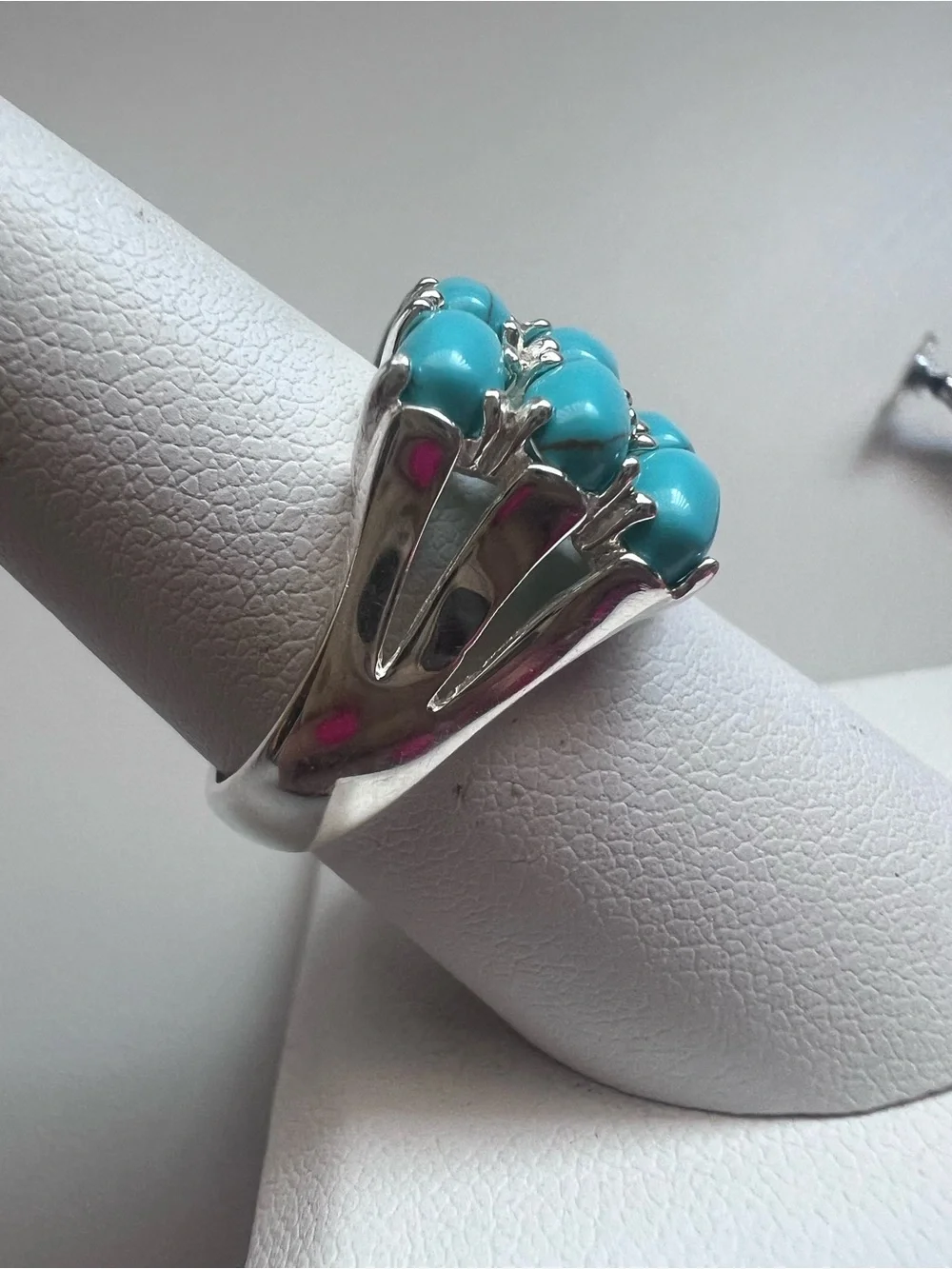 Vintage Sterling Silver 9 Stone Turquoise Cluster Ring Size 8